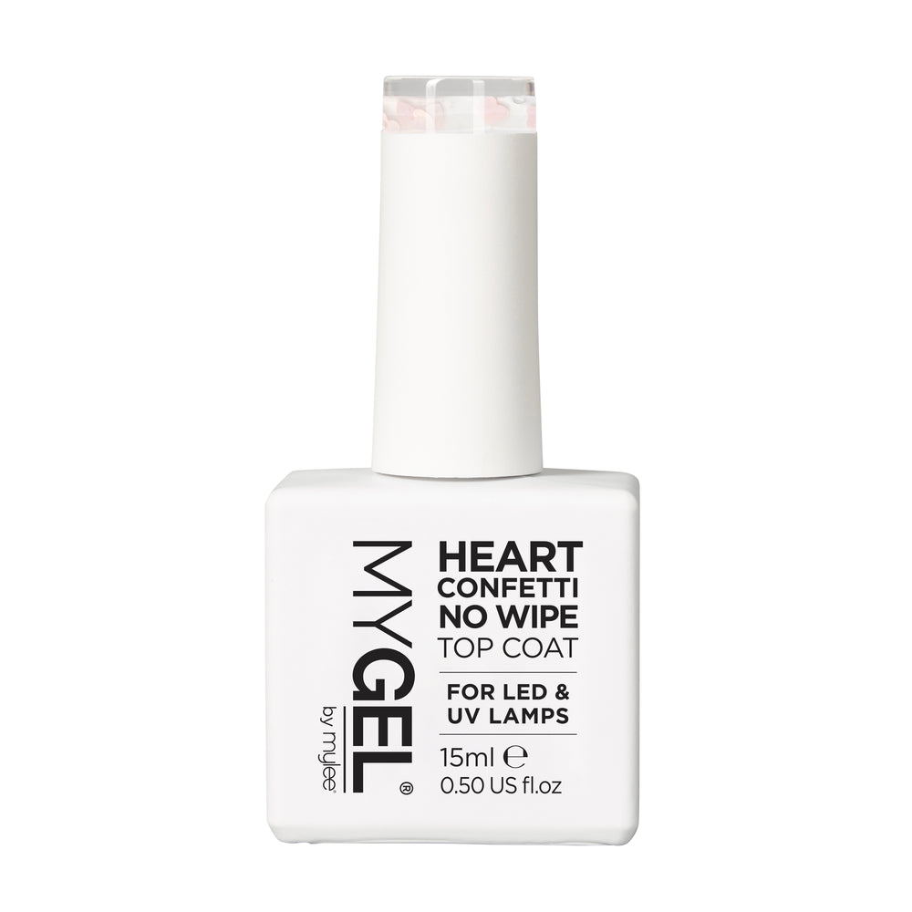 No Wipe Top Coat Gel Nagellack - 15ml - Heart Confetti