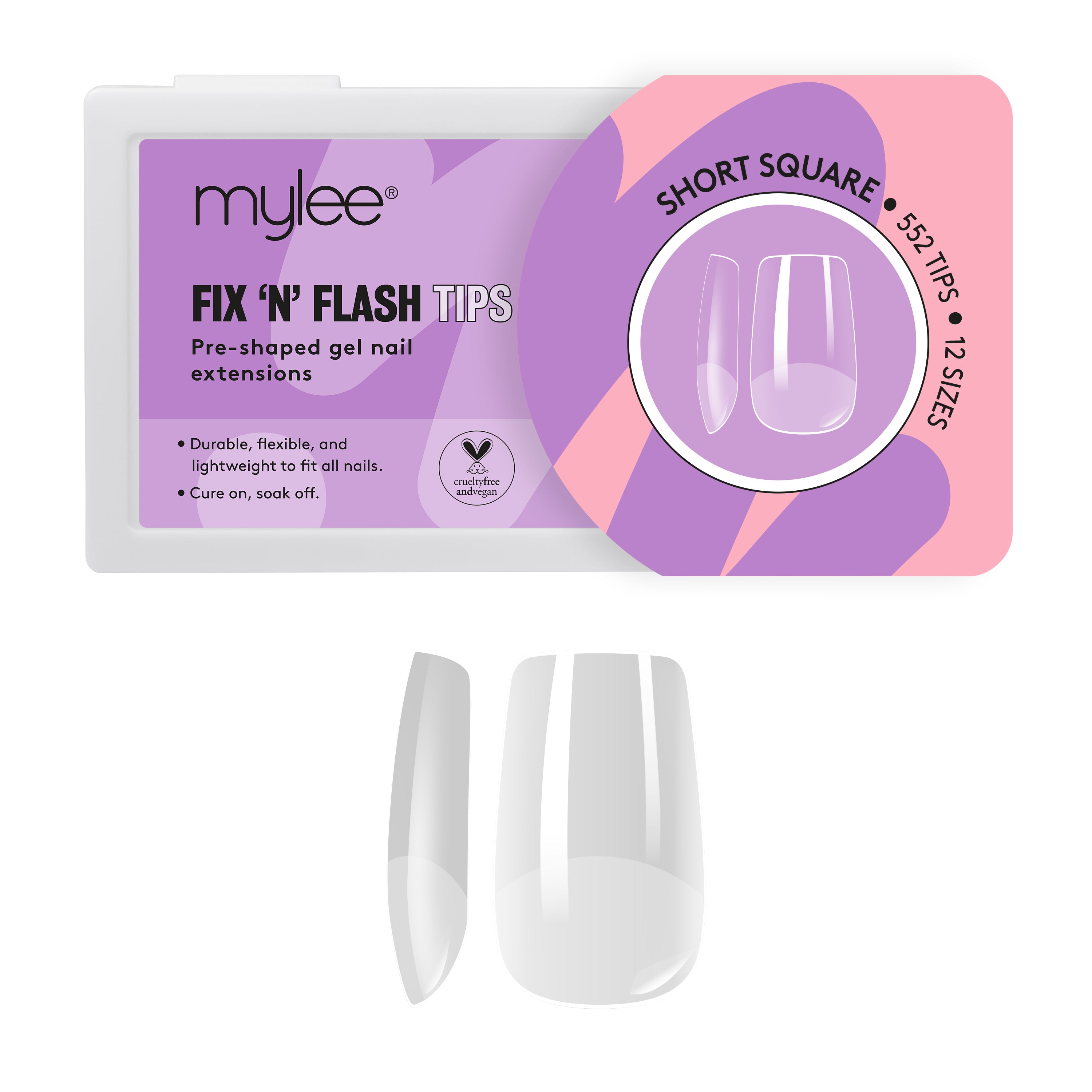 Mylee Fix N Flash Soft Gel Tips Shorts Kit – 216 Stück, 3 Formen, Inkl. Gel & Zubehör